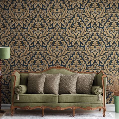 Damask Pattern Wallpaper Vintage Wallpaper Bedroom Wall Decor Custom Vinyl Non Woven Self