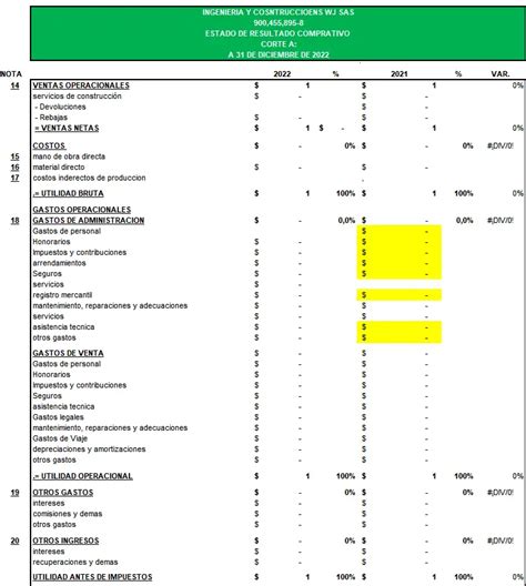 Plantilla Excel Estados Financieros GRATIS