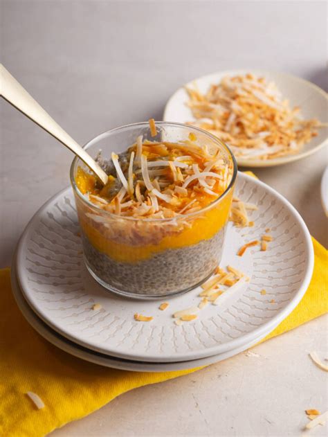 Pud N De Ch A Y Mango Con Leche De Coco Piloncillo Y Vainilla