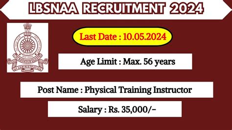 Lbsnaa Recruitment 2024 Check Post Salary Age Qualification And