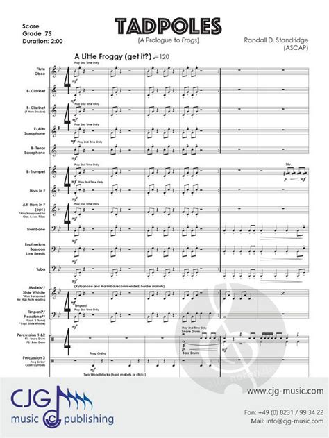 Tadpoles By Randall D Standridge Concert Band Sheet Music