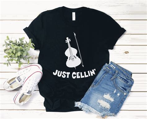 Funny Cello Shirt Just Cellin Gift Cellist Humor Violoncello Meme