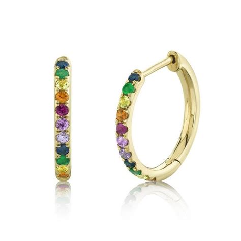 Rainbow Hoop Earrings In 14k Yellow Gold Baileys Fine Jewelry