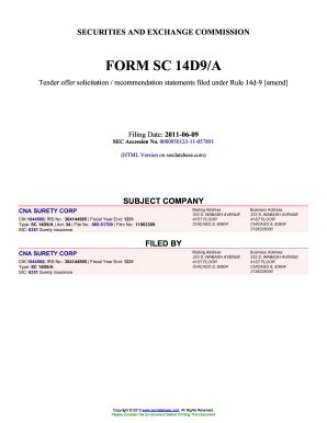 Fillable Online Cna Surety Corp Form Accession Number Fax Email Print