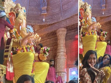 Rashmika Visits Lalbaugcha Raja To Seek Blessings Telugu Cinema