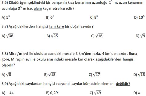 8 sınıf seçmeli matematik 1 dönem 1 yazılı soruları ve cevapları