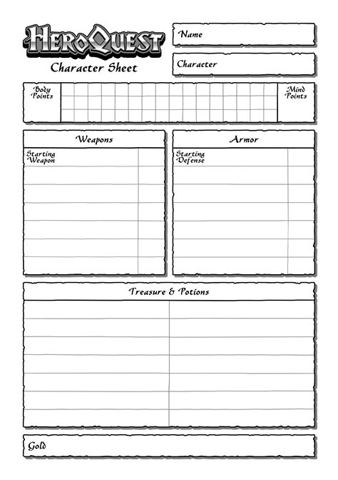 Character Sheet Version 2 R Heroquest