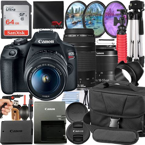 Canon Eos Rebel T7 Dslr Camera Bundle With 18 55mm 75 300mm Lens