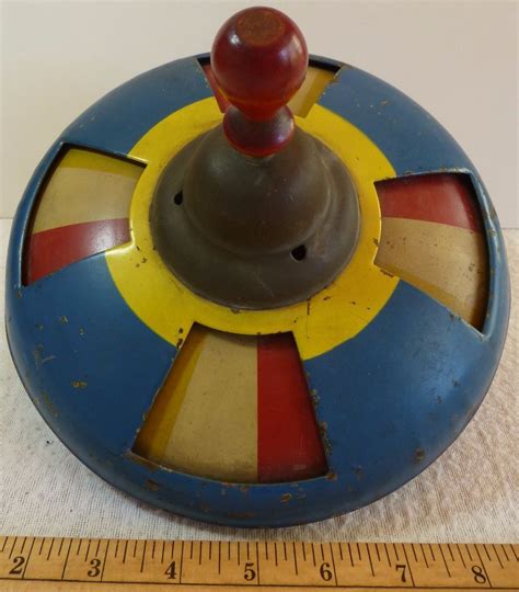 Antique Vintage Tin Litho Spinning Top Toy Rare Toupies