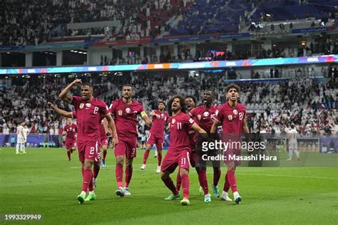 Players Of Qatar Celebrate The First Goal During The Afc Asian Cup