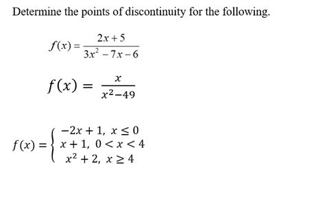 Solved Determine The Points Of Discontinuity For The Chegg