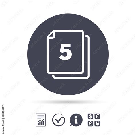 In pack 5 sheets sign icon. 5 papers symbol. Stock-Vektorgrafik | Adobe ...