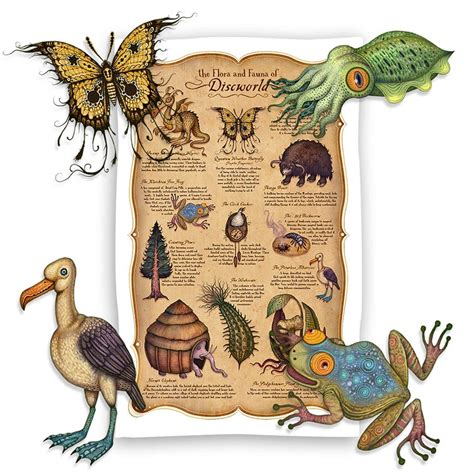 Flora Fauna Of Discworld Tea Towel