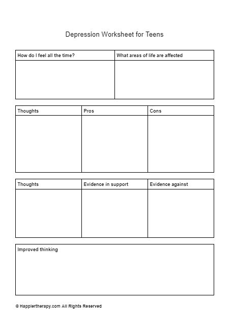 Free depression worksheet for kids, Download Free depression worksheet for kids png images, Free ...