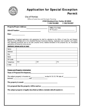 Fillable Online Application For Special Exception Permit City Of