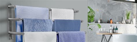 Biglufu Towel Rail Self Adhesive Tier Bath Towel Rack Wall Mounted