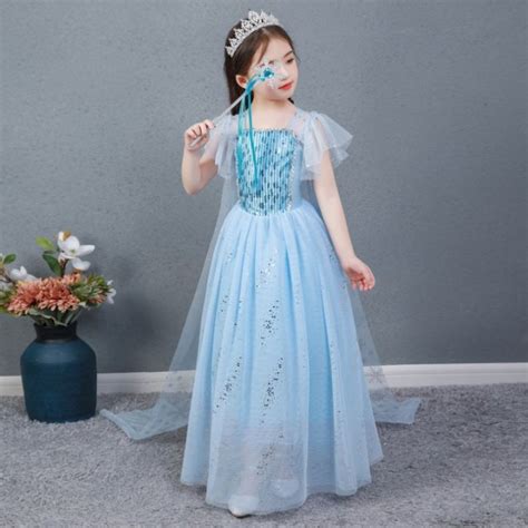 Kostum Elsa Frozen Sparkling Dress Dengan Jubah