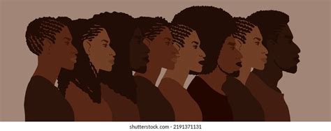 Group African American Pretty Girls Female Stock Vector Royalty Free