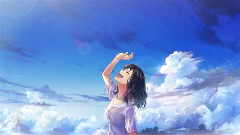 Hintergrundbilder Anime M Dchen Himmel Wolken Schreiend X