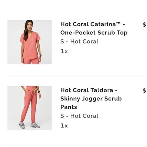 Hot Coral Figs Scrub Set Top And Pants Worn Depop