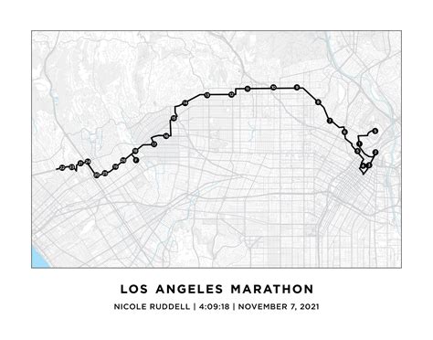 LA Marathon Course Map Personalized LA Marathon Route Map - Etsy