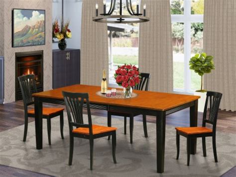 East West Furniture Quincy 5 Piece Dining Set With Wood Chairs In Black