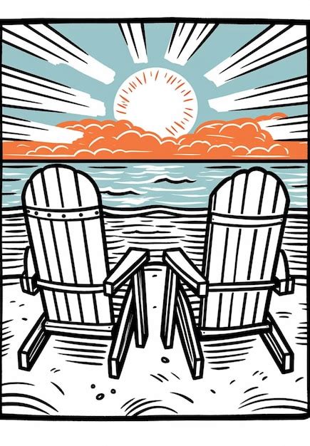 Premium Ai Image Two Chairs Sitting On A Beach With A Sunset In The