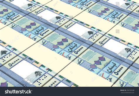 Lebanese Pounds Bills Stacks Background Computer Stock Illustration