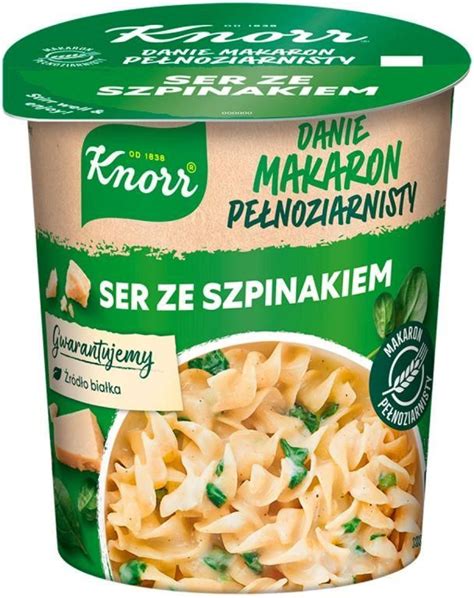 Knorr Danie instant makaron pełnoziarnisty ser ze szpinakiem 60g Ceny