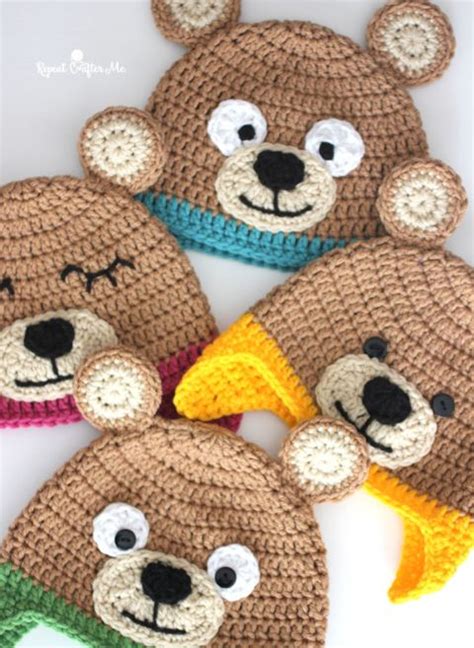 Crochet Bernat Bear Hat Repeat Crafter Me Crochet Hats Crochet