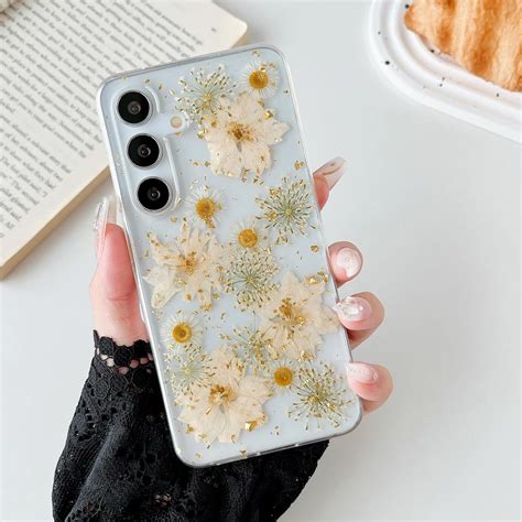 Xizyo Case For Samsung Galaxy A15 4g5g Cute Clear Real Dried Flower Pattern Aesthetic