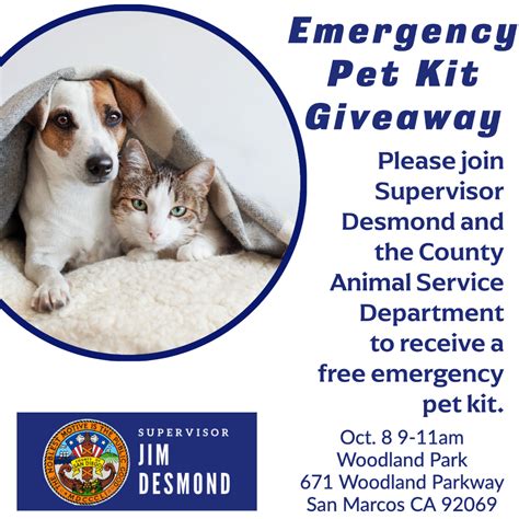 Free Emergency Pet Kits - San Diego County District 5 Supervisor Jim ...