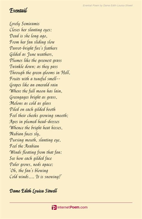 Eventail Poem By Dame Edith Louisa Sitwell