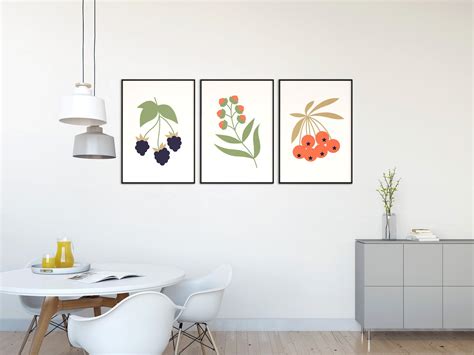 Kitchen Prints Set Of 3 Kitchen Wall Art Prints Floral Etsy