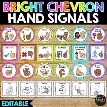 Hand Signals For The Classroom Editable Classroom Management Bright Signs