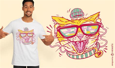 Hipster Cat T Shirt Design Vector Download