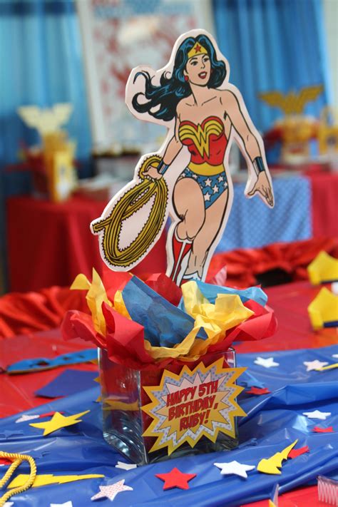 Wonder Woman Centerpiece Wonder Woman Birthday Party Wonder Woman