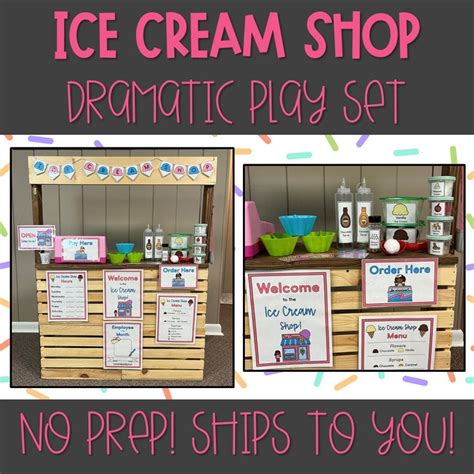 Ice Cream Shop Dramatic Play Set Kit Ice Cream Shop Pretend Play Set