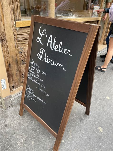 Menu at L atelier Dürüm restaurant Paris 41 Rue de Clignancourt