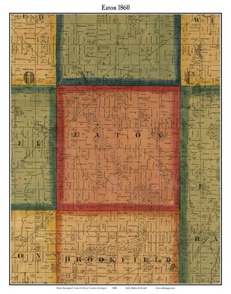 Eaton Michigan 1860 Old Town Map Custom Print Eaton Co Old Maps