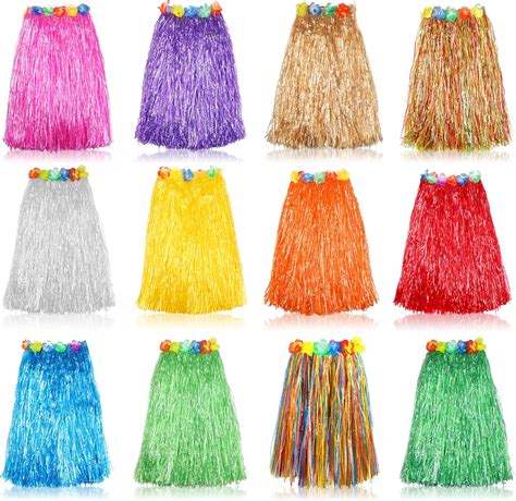 Hajoyful Grass Skirt Hawaiian Luau Hula Skirts Party Decorations Favors Supplies