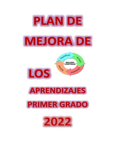 Plan De Mejora De Los Aprendizajes