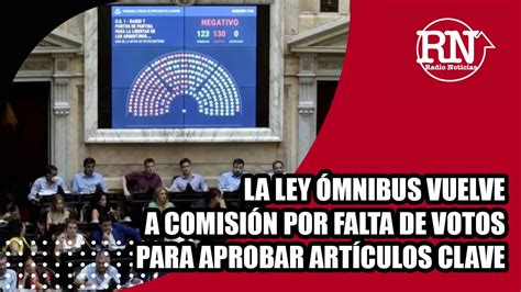 Ley Mnibus Vuelve A Comisi N Por La Falta De Votos Para Aprobar Los