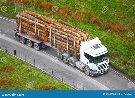 Timber Logs on Truck Trailer Stock Image - Image of transport, driving ...