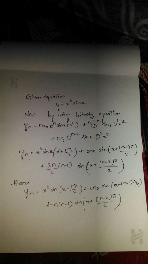 Find The Nth Derivative Of X Sinx Brainly In