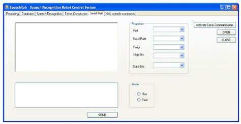 serial port interface   connection  robot  serial port