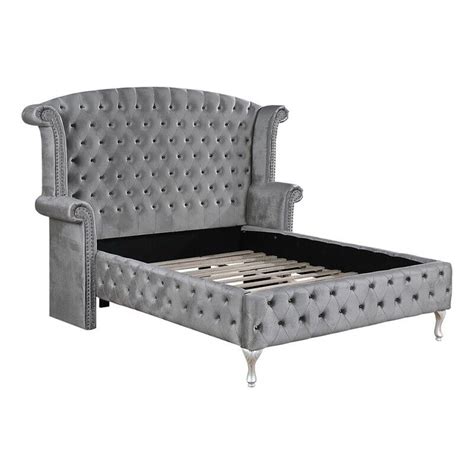 Coaster Deanna Eastern King Contemporary Tufted Velvet Upholstered Bed