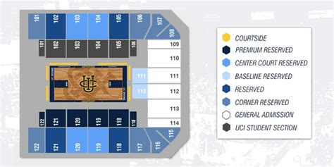 Uci Bren Events Center Men S Basketball 2016 17 Seating Chart Mens Basketball Chart Seating