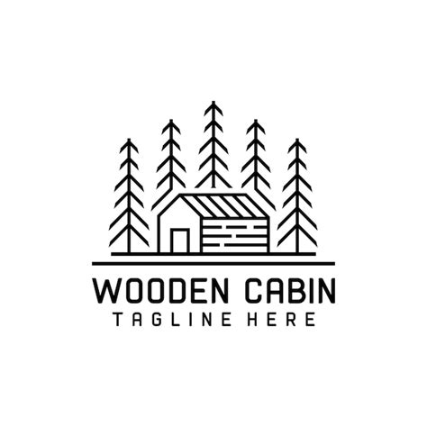 Premium Vector Wooden Cabin Line Art Logo Vector Illustration Design