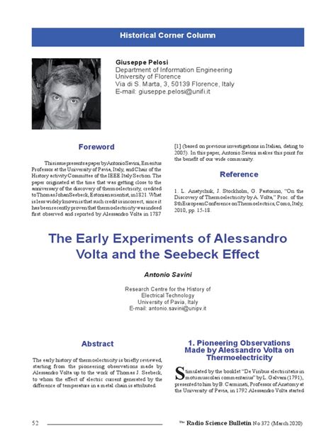 The Early Experiments of Alessandro Volta and The Seebeck Effect | PDF ...